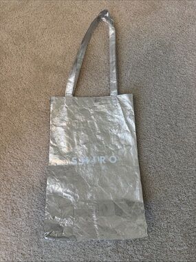 Silver Metallic Tote Bag with Long Straps